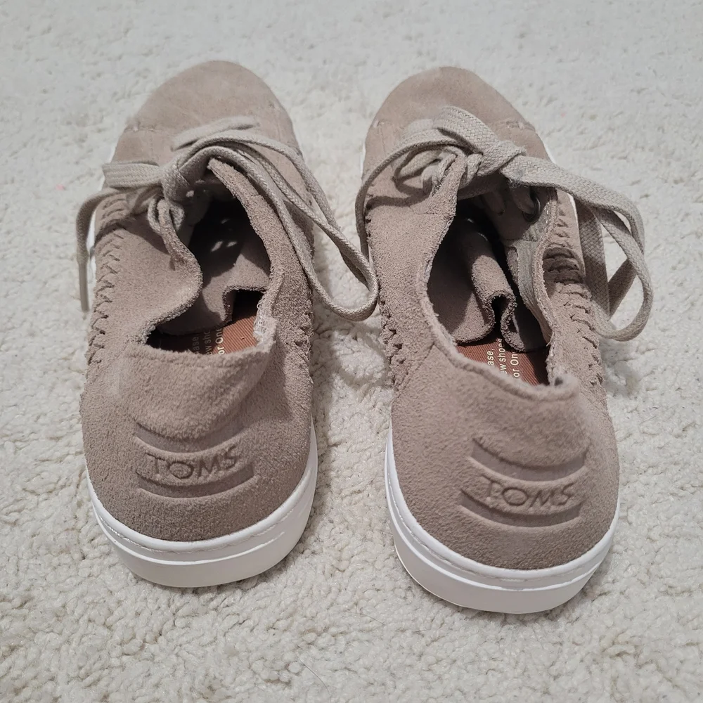 Toms Tan Sneakers Suede Low-Top Casual Size 6.5 - Picture 4 of 8